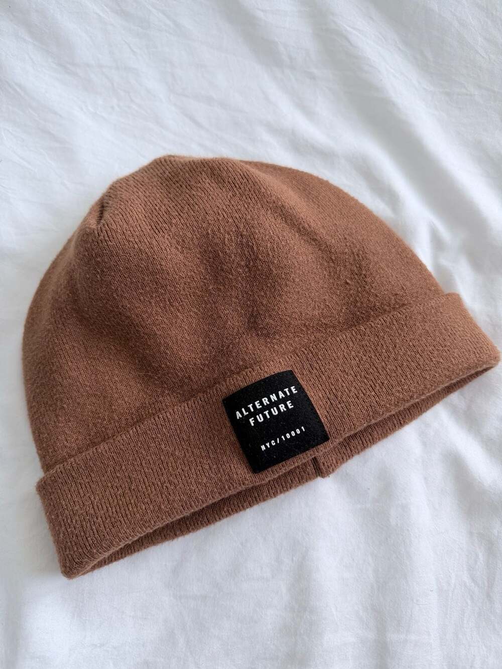 H&M Brown Knit Beanie with Alternate Future Patch